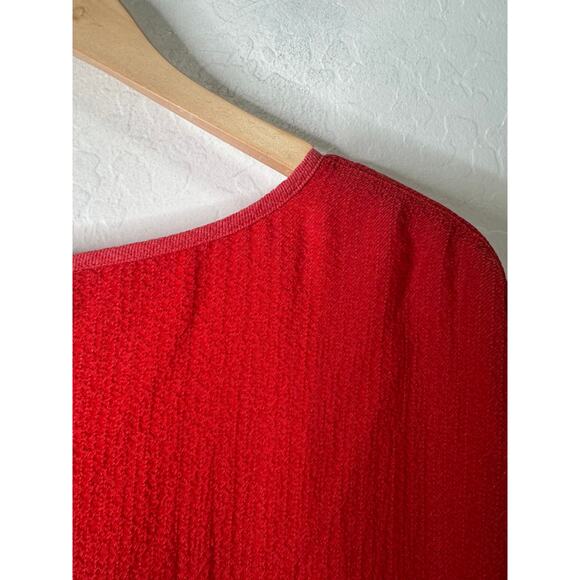 Ali Miles Womens Orange Knit Three Quarters Sleeves Scoop Neck Side Slits Sze XL - Picture 9 of 9